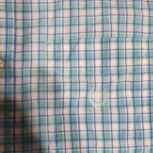Chaps button down shirt men's size M white and light blue colour checks pattern - Picture 6 of 8